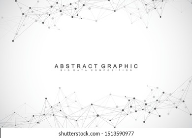 Fondo geométrico abstracto con líneas y puntos conectados. Fondo de red y conexión. Molécula y fondo de comunicación. Fondo gráfico para su diseño. Ilustración vectorial.