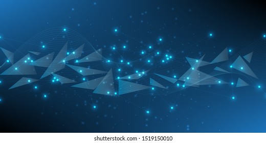 Geometric abstract background with connected lines and dots. Wave flow.Vector illustration.Eps10