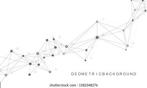 Geometric abstract background with connected lines and dots. Molecule and communication background. Graphic background for your design. Vector illustration