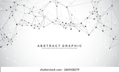 Geometrischer abstrakter Hintergrund mit verbundenen Linien und Punkten. Verbindungsstrompunkt. Molekül und Kommunikationshintergrund. Grafischer Hintergrund für Ihr Design. Vektorgrafik