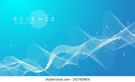 Geometric abstract background with connected lines and dots. Connectivity flow point. Molecule and communication background. Graphic connection background for your design. Vector illustration