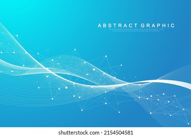 Geometric abstract background with connected lines and dots. Connectivity flow point. Molecule and communication background. Graphic connection background for your design. Vector illustration