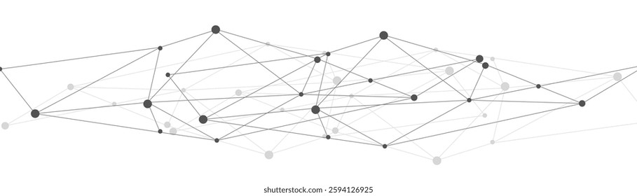 Geometric abstract background with connected lines and dots, polygonal structure with network connections. Molecular framework with particles, digital technology backdrop, futuristic global communicat