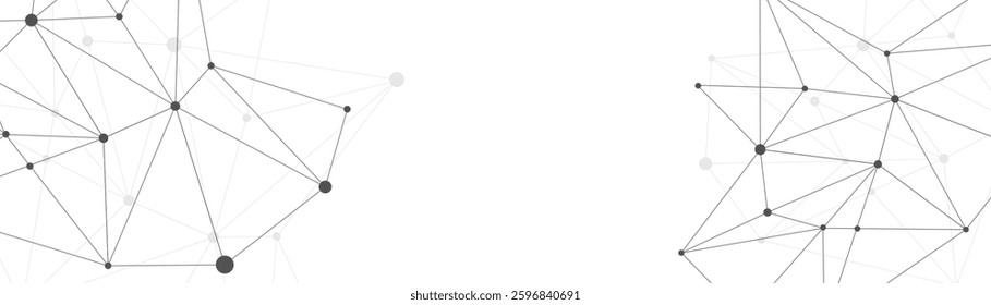 Geometric abstract background with connected lines and dots, polygonal structure with network connections. Molecular framework with particles, digital technology backdrop, futuristic global communicat