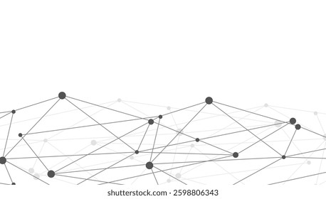 Geometric abstract background with connected lines and dots, polygonal structure with network connections. Molecular framework with particles, digital technology backdrop, futuristic global communicat