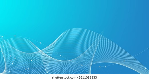 Geometric abstract background with connected lines and dots. Wave flow. Molecule and communication background. Graphic background for your design
