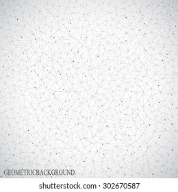 Geometric abstract background with connected lines and dots for your design.  Vector illustration.