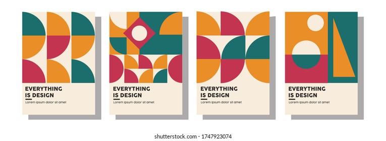 geometric abstract background covers set. colorful ethnic patterns shapes composition, vector covers design. eps 10