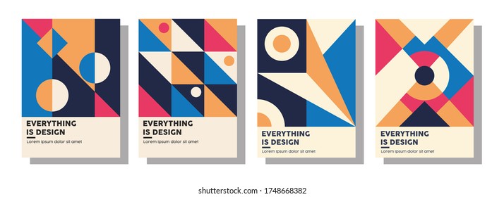 geometric abstract background covers set. colorful ethnic patterns shapes composition, vector covers design. eps 10