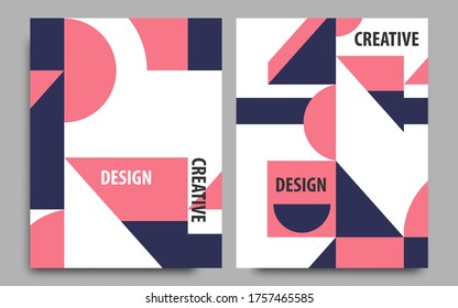 geometric abstract background covers set. colorful patterns shapes composition, vector covers design.