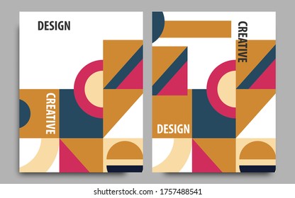 conjunto de cubiertas de fondo abstracto geométrico. composición de formas de patrones coloridos, diseño de cubiertas vectoriales.