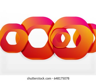Geometric abstract background, cut chain shapes or hexagons on white. Vector illustration