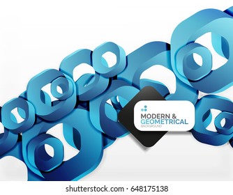 Geometric abstract background, cut chain shapes or hexagons on white. Vector illustration