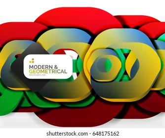 Geometric abstract background, cut chain shapes or hexagons on white. Vector illustration