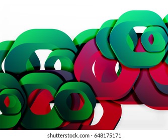 Geometric abstract background, cut chain shapes or hexagons on white. Vector illustration