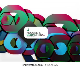 Geometric abstract background, cut chain shapes or hexagons on white. Vector illustration