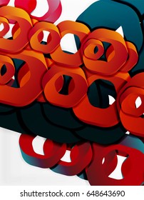 Geometric abstract background, cut chain shapes or hexagons on white. Vector illustration