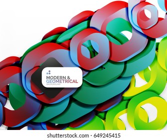 Geometric abstract background, cut chain shapes or hexagons on white. Vector illustration