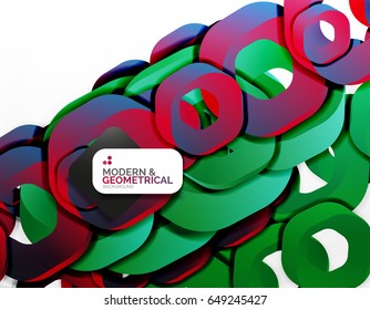 Geometric abstract background, cut chain shapes or hexagons on white. Vector illustration