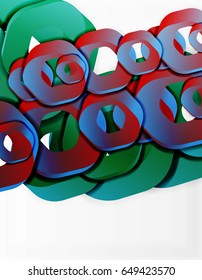 Geometric abstract background, cut chain shapes or hexagons on white. Vector illustration