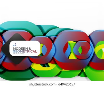 Geometric abstract background, cut chain shapes or hexagons on white. Vector illustration