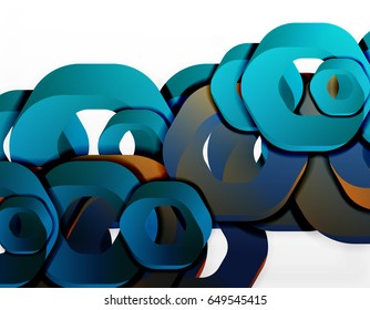 Geometric abstract background, cut chain shapes or hexagons on white. Vector illustration