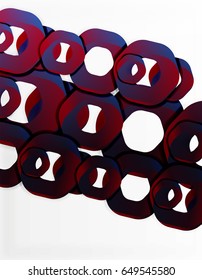Geometric abstract background, cut chain shapes or hexagons on white. Vector illustration