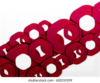 Geometric abstract background, cut chain shapes or hexagons on white. Vector illustration