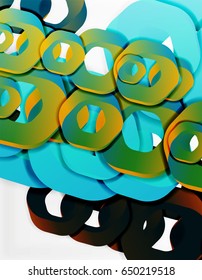 Geometric abstract background, cut chain shapes or hexagons on white. Vector illustration