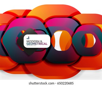 Geometric abstract background, cut chain shapes or hexagons on white. Vector illustration