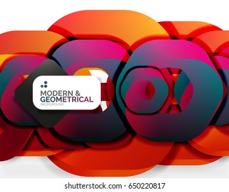 Geometric abstract background, cut chain shapes or hexagons on white. Vector illustration