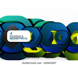 Geometric abstract background, cut chain shapes or hexagons on white. Vector illustration