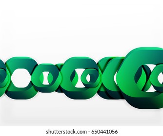Geometric abstract background, cut chain shapes or hexagons on white. Vector illustration