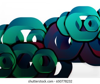 Geometric abstract background, cut chain shapes or hexagons on white. Vector illustration
