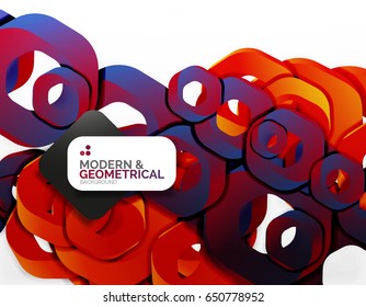 Geometric abstract background, cut chain shapes or hexagons on white. Vector illustration