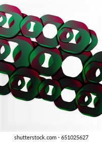 Geometric abstract background, cut chain shapes or hexagons on white. Vector illustration