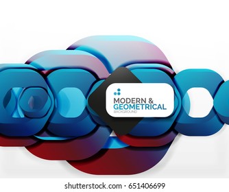Geometric abstract background, cut chain shapes or hexagons on white. Vector illustration