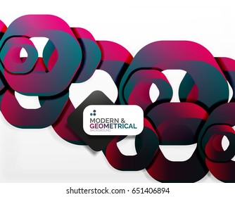 Geometric abstract background, cut chain shapes or hexagons on white. Vector illustration