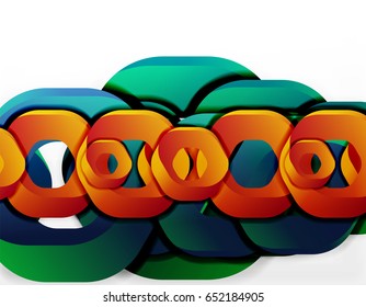Geometric abstract background, cut chain shapes or hexagons on white. Vector illustration