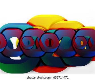Geometric abstract background, cut chain shapes or hexagons on white. Vector illustration