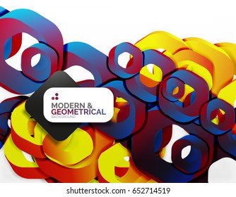 Geometric abstract background, cut chain shapes or hexagons on white. Vector illustration