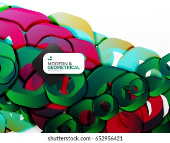 Geometric abstract background, cut chain shapes or hexagons on white. Vector illustration