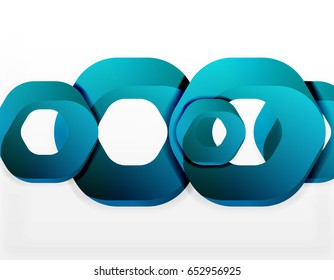 Geometric abstract background, cut chain shapes or hexagons on white. Vector illustration