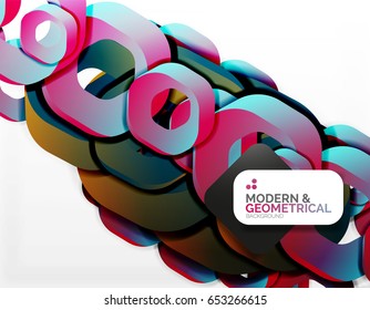 Fondo geométrico abstracto, formas de cadena de corte o hexágonos en blanco. Ilustración del vector