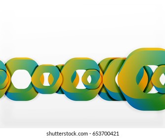 Geometric abstract background, cut chain shapes or hexagons on white. Vector illustration