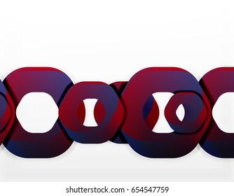 Geometric abstract background, cut chain shapes or hexagons on white. Vector illustration