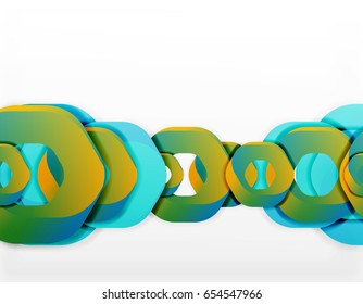 Geometric abstract background, cut chain shapes or hexagons on white. Vector illustration
