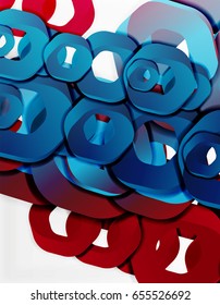 Geometric abstract background, cut chain shapes or hexagons on white. Vector illustration