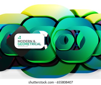 Geometric abstract background, cut chain shapes or hexagons on white. Vector illustration