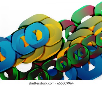 Geometric abstract background, cut chain shapes or hexagons on white. Vector illustration